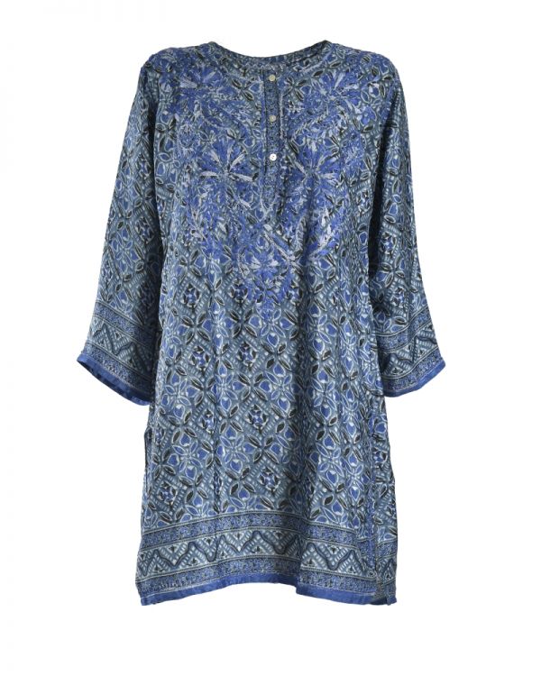 TUNIC ΜΠΛΕ L/XL (28%SILK / 72%CREPE)